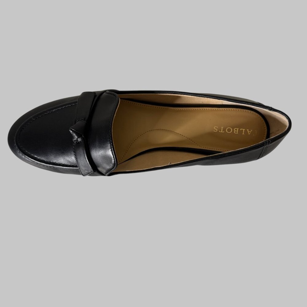 NWT Talbots Loafers Ryan Bow sz 11 Black Flat Heel - Picture 6 of 12